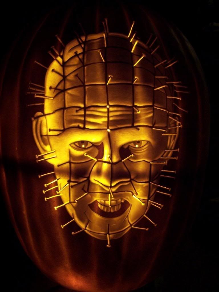 A pumpking someone was able to carve pinheads face into in Pictures, Images and Photos
