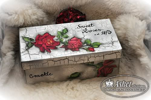 pudełko motyw róży decoupage