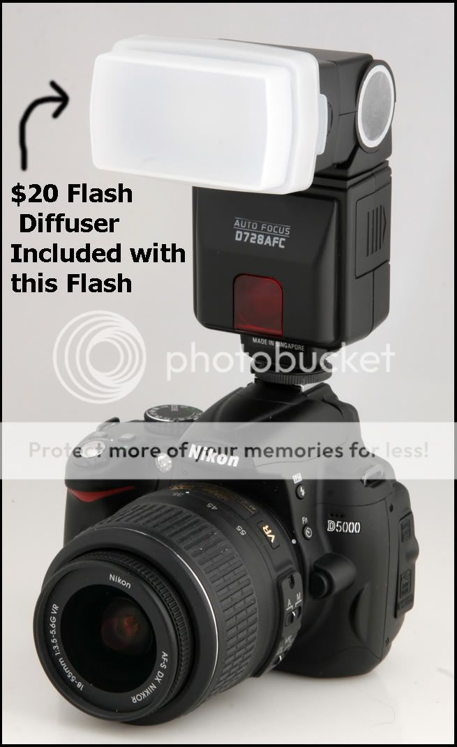 Flash & Diffuser for Nikon D3100 D5100 D3000 D5000 NEW  